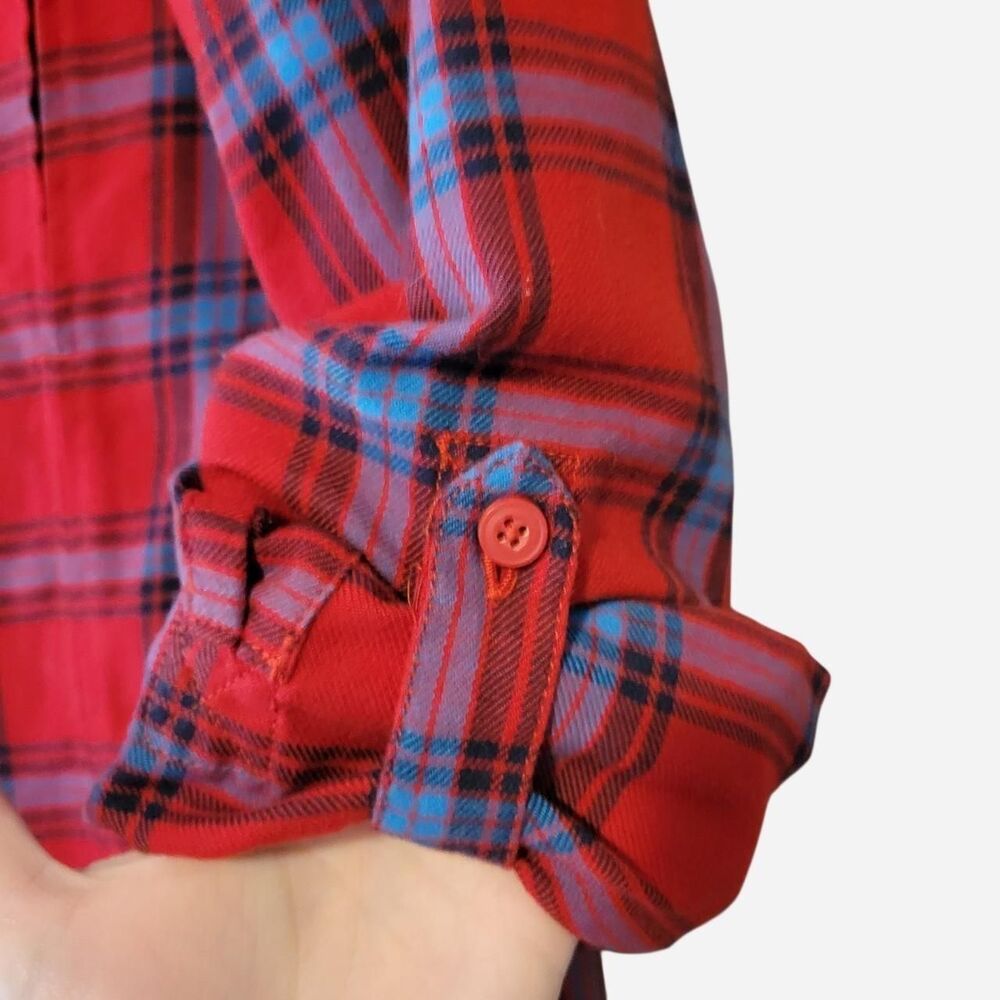 Duluth Trading Company Women's Large red blue Flannel Shirt - Picture 7 of 8